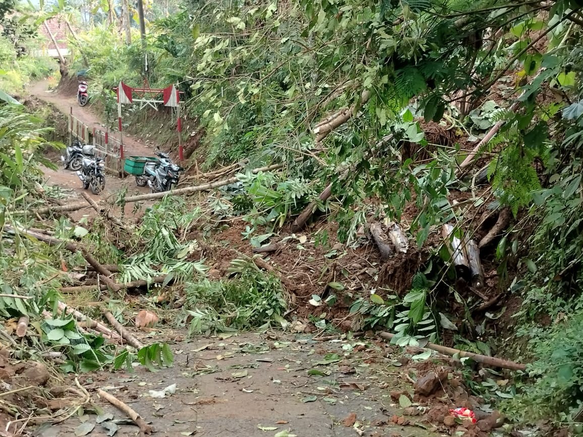 Tanah Longsor menutupi Akses jalan